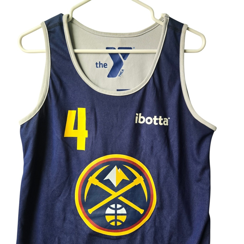 Score Denver Nuggets YMCA Basketball Jersey Navy Blue Mesh Number 4 Adult Small